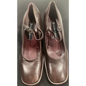 Etienne Aigner, Women's 6, Brown Leather Wedge Mary Jane, Tequina